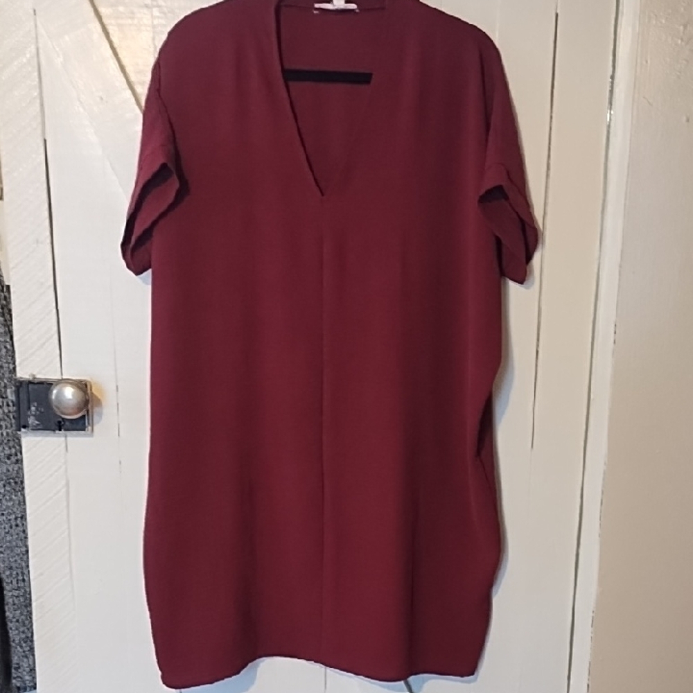 Newbury Kustom Deep Red V-Neck Dress Like New Small.